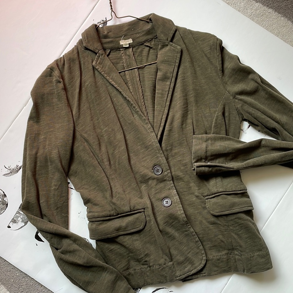 J Crew Knit Blazer Olive Green Size XS